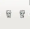 Jewelry designer earrings full diamond leopard head stud earrings Emerald eyes high-end atmosphere jewelry gift