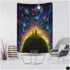 Tapisserier Oljemålning Tapestry Art Hippie Wall Hanging Söt tecknad illustration Boho Hemrum Estetisk dekor T230217 Drop Deliv Dhsat