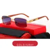 Men's Carti Metal Full Frame Sunglasses Designer vintage wooden leg Sunglass Women's Fashion Square coated Sun glasses U269r