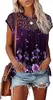 Womens Cap Sleeve Tops Trendy Floral Print Summer Tops Loose Fit Lace T Shirts Bluses