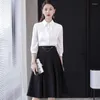 Women's Blouses Fashion Yellow & Shirts Women 2 Piece Skirt And Top Sets Half Sleeve Ladies Work Clothes