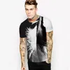 Мужские рубашки T 2023 Хип-хоп мода Мужчины/Женщины с коротким рукавом Лето смешное припечаток Творческое перьев 3D Полиэстер Кратко удлиняющую футболку