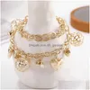 Chaîne New Woman Mitlayer Gold Color Heart Bracelets Bangles Charme pour femmes Crim Crystal Jewelry Drop Livrot Dhgarden Dhylp