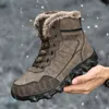 Designer de couro genuíno bota de neve preto marrom mais veludo sapatos quentes moda homens botas mens tênis bota treinadores ao ar livre anti-deslizamento sapatos de caminhada