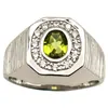 Anéis de cluster 925 Men prateado anel natural verde peridoto 6x8mm Gem pedra preciosa agosto August Birtstone Band R514pnn