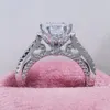 Coeur couronne laboratoire bague en diamant 925 en argent Sterling fiançailles bagues de mariage pour les femmes promesse de mariée fête bijoux cadeau