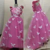 Robes de fille papillon perles fleur pour mariage robe d'anniversaire élégante robe de bal à manches courtes TUTU princesse mignonne enfants