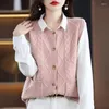 Gilets pour femmes Femmes Pull Gilet Printemps Automne Laine Casual Lâche Tricoté Sans Manches Dames O-Cou Cardigan Top Femelle Survêtement A1253