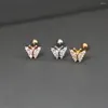 Stud Earrings 1 PCS Cute Small Zircon Butterfly Ear Cartilage Cuff Earring Trendy Gold Color CZ Steel Piercing Clip Jewelry