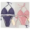 Bikini da donna arcobaleno Set costumi da bagno Colorf Cappelli da pescatore Fasce per feste da donna in raso di lusso Regali per ragazze dolci 561 Drop Delivery Dhptd