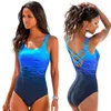 Women's Swimwear Mujer Mayo Push Up Swimwear Crisis Cross Back Beach Swimwear Gradient Print Plavky Sexy Women's Swimwear 230410