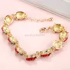 Red Strawberry Roses Charm Bracelet Bangles Kawaii Shiny Crystal Bracelets For Women Fruit Jewelry Accessory Girl Gifts