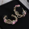 Designer jewelry earrings pink crystal Earrings Female cool cute Sweet Fairy Earrings Fashionable luxurious commuting