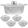 Bowls 5 Sets Outdoor Tin Foil Pot Camping Cake Pans Grill Disposable Stand Multi-use Baking Pots Portable