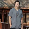 Etniska kläder Summer Men LINEN SHIRT Kinesisk stil Retro Casual Topps Plus Size Traditionell Asian Clothes Tang Suit For Man 30495