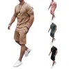 Мужские спортивные костюмы Hirigin Men 2 штуки короткие костюмы набор костюмов мужской твердый цвет круглый рукав рукав шорты для школьников с карманом для лета