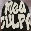 Meaculpa stickad unisex bönhatt hattar designers kvinnor rosa y2k beanie för män mea culpas casual höst vinter varm jul dag gåva älskare mjuk kopp s4