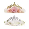 Pack d'accessoires pour cheveux pour bébé fille, ensemble de 2 bandeaux floraux, couronne de fleurs, bandeau élastique, accessoires de photographie pour nouveau-né