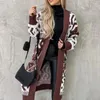 Women's Knits Geometric Print Cardigan Thick Knit Sweater Stylish Color Block Knitted Trendy Geometry For Autumn/winter