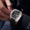 Multifunctional Quartz Watch Brand Transparent Gel Quartz Watch Fashionable Waterproof Wine Barrel Type Men's Watch