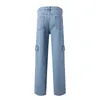 Jeans pour hommes Homme Automne Pantalons longs Hommes Lâche Tube droit Cargo Multiples poches Denim Style américain Street