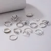 Cluster Rings Vintage Silver Color Spider Joint Ring Sets Classical Snake Hand Geoemtry Alloy Metal Party Jewelry Anilo 15pcs/sets