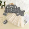 Clothing Sets Bear Leader Girls Clothes Set 2-6 Y Spring Autumn Girls Plaid Vest Dress Retro Outwear Coat 3 Pcs Fashion Outfits 231108