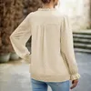 Kvinnors blusar elegant chiffong v hals prick puff kvinnor blus ruched ren mesh långa ärmar blå skjortor rufsar casual tops blusa