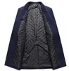Мужское полушерстяное пальто средней длины, мужской осенне-зимний плащ, шерстяное корейское пальто, приталенное утепленное пальто, мужская шерстяная деловая куртка 231109