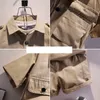 Ensembles de vêtements Vêtements pour garçons de style occidental shorts d'été vert armée chemise à revers boutonné vêtements de travail à plusieurs poches ensemble pour enfants de 2 à 8 ans 230410