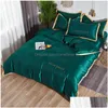 Ensembles de literie Quatre pièces Soie Coton King Queen Taille Soft Imprimé Quilt Er Taie d'oreiller Couette Marque Lit Couettes Fast Drop Homefavor Dh5Oq