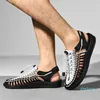 Sandals Weave Elastic For Men 2023 Summer Breathable Hollow Out Casual Shoes Man Outdoor Non-Slip Platform Unisex