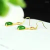 Dangle Earrings Selling Natural Hand-carved 925silver Gufajin Mosaic Jasper Water Droplets Studs Fashion Jewelry MenWomen LuckGifts