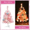 Christmas Decorations Pink Tree Set with LED Light Mini Desktop Ornaments 2024 Year Gift DIY Xmas Party Home 231110