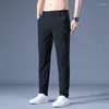 Pantalon d'été décontracté en soie glacée pour hommes, en Nylon fin, respirant, pour jeunes, Style coréen, Slim, noué à la cheville, extensible, pour les affaires