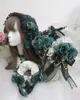 Máscaras de festa menina design lolita laço hairpins flor verde escuro pérola cruz gótico mulheres traje colar bandana cosplay headpiec3888776