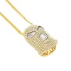 Pendant Necklaces Personality CS Cap Pave Full Rhinestone Masked Necklace Gold Filled Men Hip Hop Rock Jewelry Morr22