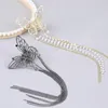 Vrouwelijke vlinder Pearl Tassel Hair Claw Rhinestone Clip Koreaanse eenvoudige paardenstaart Crab Clip Girls Haaraccessoires