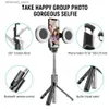 Selfie Monopods 4in1 Kablosuz Bluetooth Selfie Stick Tripod Led Ring Light Selfie Uzatılabilir Monopod Stand Iphone Androis GT Q231110