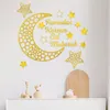 Wall Stickers Eid Mubarak Acrylic Wallpaper Hollow Moon Ramadan Kareem Decorative Self adhesive Deacl for Home Bedroom Decoration 230410