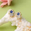 Серьги -грибы простые дизайнерские серьги мода корейская голубая циркон медная ладонь для женщин оптом регулируемый свидание подарок