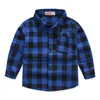 Kids Shirts Toddler Boys Shirts Spring Autumn Kids British Style Long-sleeved Shirts Cotton Plaid Print Shirts Children's Clothing 230410