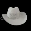 Cappelli a tesa larga Secchiello Donna Sposa Lettera Cowgirl Sposa Occidentale Shinning Fedora bianca per forniture Poshoot 230408
