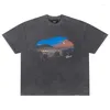 Мужские рубашки T the Hills Shirt Mountain Night View Print Vintage High Street Pure Cotton Men Женщины с коротким рукавом