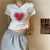 Damen TShirt 2000er Jahre Streetwear Harajuku Y2K Herz Druck Baby T-Shirts Sommer Egirl Weiß Crop Tops Goth Kurzarm T-Shirts Schlank 230408