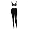 Kvinnors T -skjortor Sexig sport Två stycken Set Crop Top och Leggings Suit Club Outfits For Women Tracksuit 2023 Sommarkläder Matchande blusar