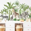 Stickers muraux Grande taille 150 cm x 93 cm animal africain plante tropicale aquarelle éléphant girafe autocollant mural chambre d'enfant maternelle autocollant mural 230410