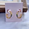Orecchini a bottone Orecchini con gemme eleganti adorabili e carini per le donne Accessori per gioielli di moda Rame placcato oro