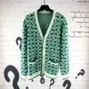 Chandails pour hommes Casablanca Manteau tricoté 23aw Hommes Desigenr Veste en tricot Pull de mode Nouveau Casablanca Chemise Nouveau Vneck Écran Jacquard Manteau Lâche Cardigan Vert s