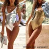 Heißer Sommer Frauen Golden Silver Badeanzug Bright Push-up Padded One-Piece Beachwear Solid Sexy Bandage Bodysuit Beach Holiday 4103